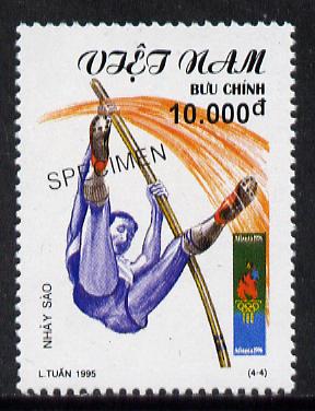 Vietnam 1995 Pole Vault 10,000d value from Olympic Games set of 4, overprinted SPECIMEN (only 200 produced) unmounted mint, stamps on pole vault    olympics