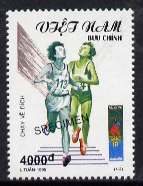 Vietnam 1995 Running 4,000d value from Olympic Games set of 4, overprinted SPECIMEN (only 200 produced) unmounted mint, stamps on running    olympics