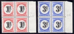 South West Africa 1960 Postage Due set of 2 in unmounted mint blocks of 4, SG D55-56, stamps on postage due