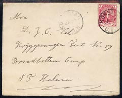 St Helena 1902 incoming cover from Cape of Good Hope addressed to Broadbottom Camp, no St H markings, stamps on 