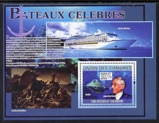 Comoro Islands 2009 Famous Ships perf s/sheet unmounted mint Michel BL 497, stamps on ships, stamps on submarines, stamps on scuba, stamps on anchors