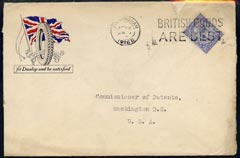 Great Britain 1926 illustrated Dunlop cover to USA bearing KG5 2.5d with DR/Co (reversed) perfin, cover opened out for display, stamps on , stamps on  kg5 , stamps on 