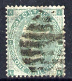 Great Britain 1862-64 QV 1s green plate 2 good colour but short perf, used SG90, stamps on , stamps on  qv , stamps on 