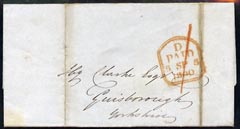 Great Britain 1840 pre-stamp PAID handstamp on wrapper to Yorkshire, stamps on 