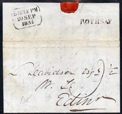 Great Britain 1833 pre stamp entire to Edinburgh with fine straight line ROTHSAY in black, stamps on , stamps on scots, stamps on scotland