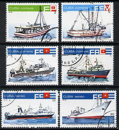 Cuba 1978 Fishing Boats cto set of 6, SG 2487-92*, stamps on fish  marine-life   ships