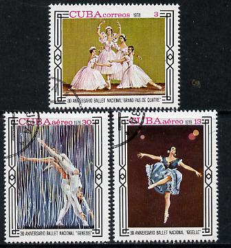 Cuba 1978 National Ballet cto set of 3, SG 2510-12*, stamps on dancing, stamps on entertainments, stamps on ballet
