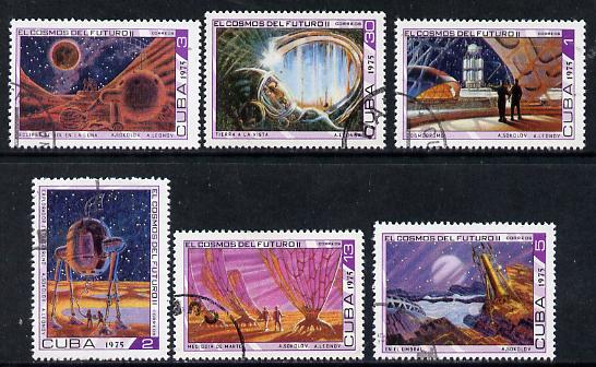 Cuba 1975 Cosmonautics Day cto set of 6 (Science Fiction Paintings), SG 2196-2201*, stamps on arts   literature    space     sci-fi