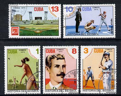 Cuba 1974 Baseball cto set of 5, SG 2162-66*, stamps on baseball   sport