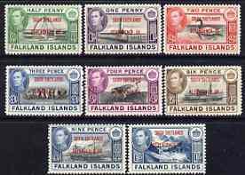 Falkland Islands Dependencies - South Shetlands 1944 KG6 opt'd set of 8 unmounted mint, SG D1-8, stamps on , stamps on  kg6 , stamps on 