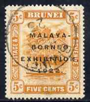 Brunei 1922 Malaya-Borneo Exhibition 5c fine used with rounded E variety, SG55var, stamps on 
