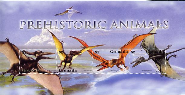 Grenada 2005 Prehistoric Animals perf sheetlet containing 4 values unmounted mint, SG MS 2026, stamps on dinosaurs