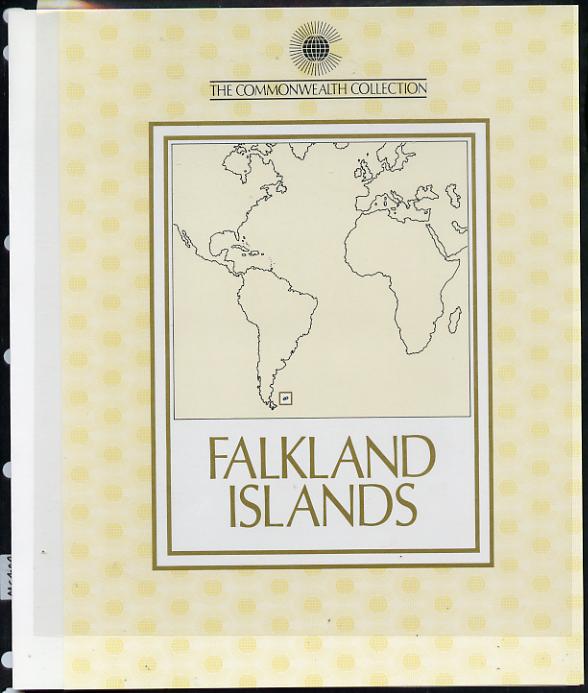 Falkland Islands 1983 Commonwealth Day Presentation black print specially authorised for the Commonwealth Collection and limited to just 20,000 in folder complete with issued stamps, stamps on stamponstamp, stamps on stamp on stamp