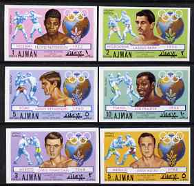 Ajman 1971 Olympic Boxers imperf set of 6 unmounted mint Mi 1054-59B, stamps on sport     boxing     olympics