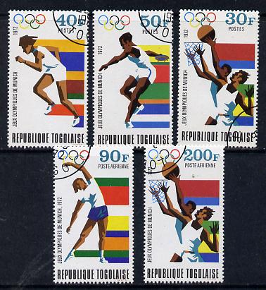 Togo 1972 Olympic Games, Munich set of 5 cto used, SG 887-91*, stamps on olympics, stamps on sport, stamps on basketball, stamps on running, stamps on discus, stamps on  gym , stamps on gymnastics, stamps on 