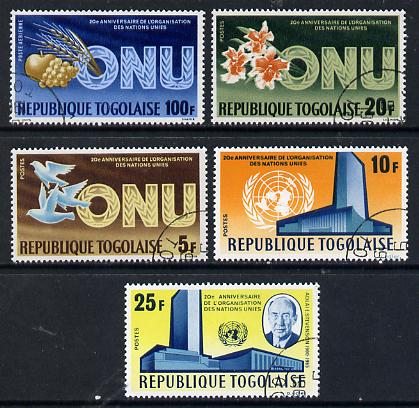 Togo 1966 UNO Anniversary cto set of 5, SG 440-44*, stamps on united-nations  flowers    orchids   fruit   doves
