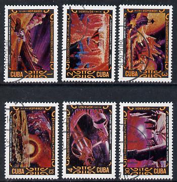 Cuba 1974 Cosmonautics Day cto set of 6 (Science Fiction Paintings), SG 2113-18*, stamps on arts   literature    space      sci-fi
