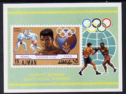 Ajman 1971 Olympic Boxers (Clay) imperf m/sheet unmounted mint, Mi BL 308, stamps on sport     boxing     olympics