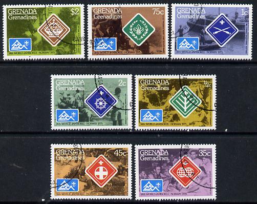 Grenada - Grenadines 1975 World Scout Jamboree cto set of 7, SG 84-90, stamps on 