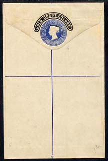 Gold Coast 1888 2d blue reg envelope (Great Britain size G with semi-circular tablet opt) unused and fine, stamps on 