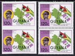Guyana 1986 Pres Burnham Commem 120c imperf pair (plus perf normal pr) unmounted mint SG 1909var , stamps on constitutions