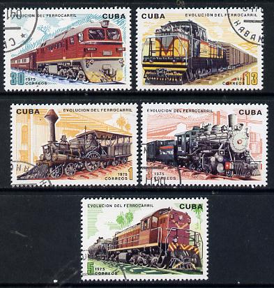 Cuba 1975 Evolution of Railways cto set of 5, SG 2242-46*, stamps on railways