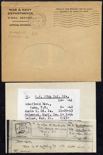 Marshall Islands 1944 V-Mail complete with envelope to New York censored in Marshall Is, stamps on 