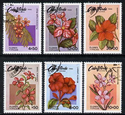 Cape Verde Islands 1980 Flowers cto set of 6, SG 498-503*, stamps on flowers