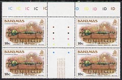 Bahamas 1981 Ceremonial Mace 10c optd Finance Ministers Meeting unmounted mint gutter block of 4 with wmk inverted, SG 595w , stamps on xxx