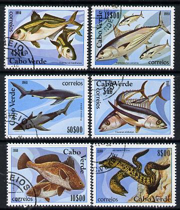 Cape Verde Islands 1980 Marine Life cto set of 6, SG 486-91, Mi 419-24*, stamps on fish, stamps on sharks, stamps on marine life
