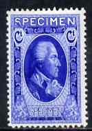 Cinderella - Harrison & Sons sample stamp in bright-blue inscribed SPECIMEN produced by the Collogravure process, unmounted mint, stamps on 