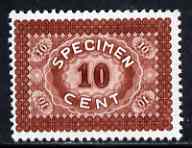 Cinderella - Harrison & Sons 10c sample stamp in brown inscribed SPECIMEN produced by the Collogravure process, unmounted mint, stamps on 