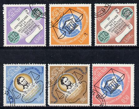 Burundi 1963 Human Rights cto set of 6, SG 66-71, stamps on , stamps on  law , stamps on personalities, stamps on lincoln, stamps on americana, stamps on human rights, stamps on 