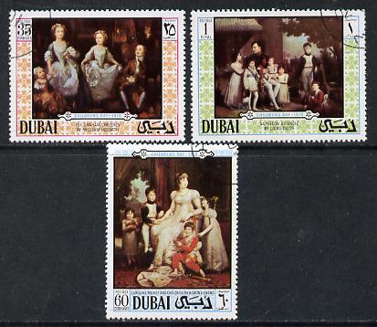 Dubai 1970 Children's Day (Paintings) perf set of 3 cto used, SG 359-61*, stamps on , stamps on  stamps on arts     children      napoleon