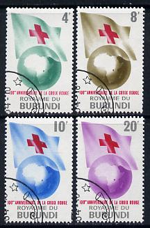 Burundi 1963 Red Cross perf set of 4 cto used, SG 57-60*, stamps on , stamps on  stamps on flags, stamps on  stamps on medical, stamps on  stamps on red cross