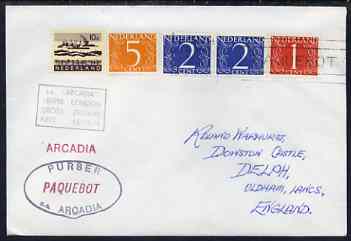 Netherlands used in Perth (Western Australia) 1968 Paquebot cover to England carried on SS Arcadia with various paquebot and ships cachets, stamps on paquebot