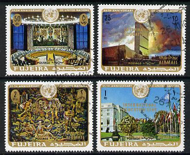 Fujeira 1970 United Nations 25th Anniversary optd Int Education Year cto set of 4, Mi 509-12*, stamps on education   united-nations