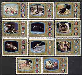 Fujeira 1972 Apollo Space Programme perf set of 11 cto used, Mi 1344-54*, stamps on space