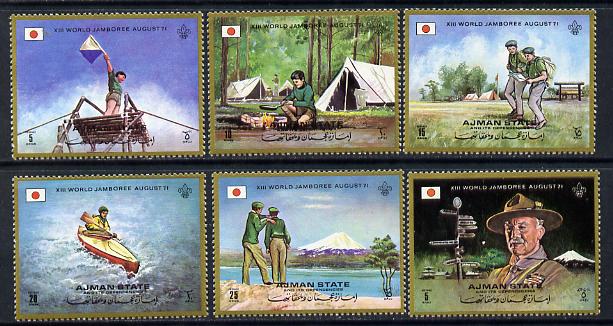 Ajman 1971 Scouts perf set of 6 unmounted mint, Mi 1047-52*, stamps on scouts, stamps on mountains