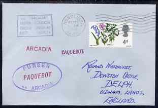 Great Britain used in Honolulu (Hawaii) 1968 Paquebot cover to England carried on SS Arcadia with various paquebot and ships cachets, stamps on paquebot