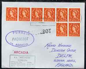Great Britain used in Dakar (Senegal) 1968 Paquebot cover to England carried on SS Arcadia with various paquebot and ships cachets, stamps on paquebot