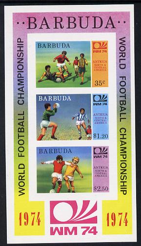 Barbuda 1974 World Cup Football imperf m/sheet (as SG MS 171) unmounted mint, stamps on football  sport