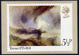 Great Britain 1975 Birth Centenary of Turner 5.5p PHQ card unused and pristine cat 2, stamps on arts, stamps on turner
