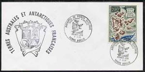 French Southern & Antarctic Territories 1969 Cape Geology Map 200f on cover with first day of issue cancel, SG 56, stamps on polar