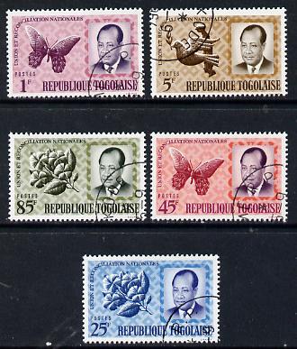 Togo 1964 Reconciliation cto set of 5, SG 381-85*, stamps on birds   butterflies   flowers    peace