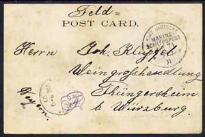 Egypt 1901 unstamped PPC (Suez Railway Station) to Germany with KAIS DEUTSCHE MARINESCHIFFSPOST NO. 71 (German Navy) cancel dated 9/9.01, Thungersheim receiving mark alon..., stamps on 