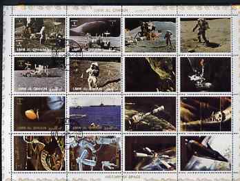 Umm Al Qiwain 1972 History of Space #2 sheetlet containing 8 values plus 8 labels cto used (Mi 1194-1201A) , stamps on , stamps on  stamps on space    helicopters    flat tops