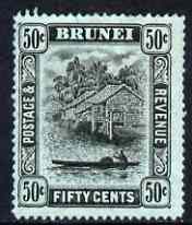 Brunei 1908-22 River Scene MCA 50c black on blue-green very little gum SG45a, stamps on 