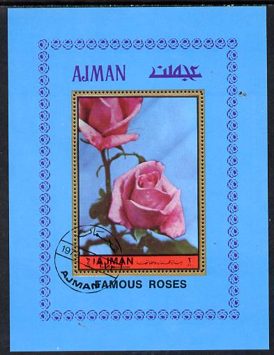 Umm Al Qiwain 1972 Roses 5R m/sheet cto used (Mi BL 56) , stamps on , stamps on  stamps on roses, stamps on flowers