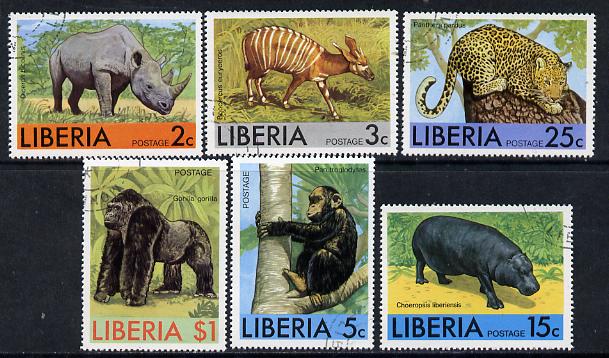 Liberia 1976 Animals set of 6 cto used, SG 1290-95, stamps on animals    cats